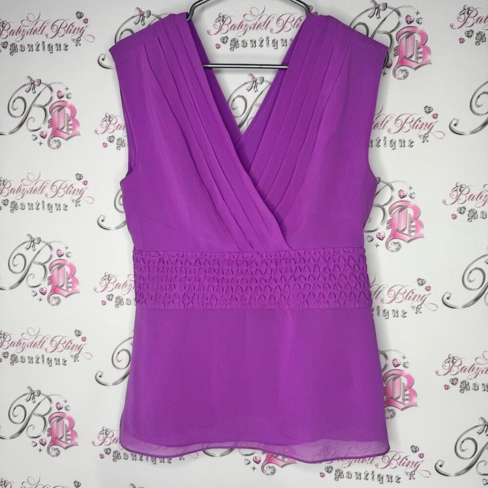Banana republic tank top blouse Purple Sleeveless Top cinch pattern sexy classic